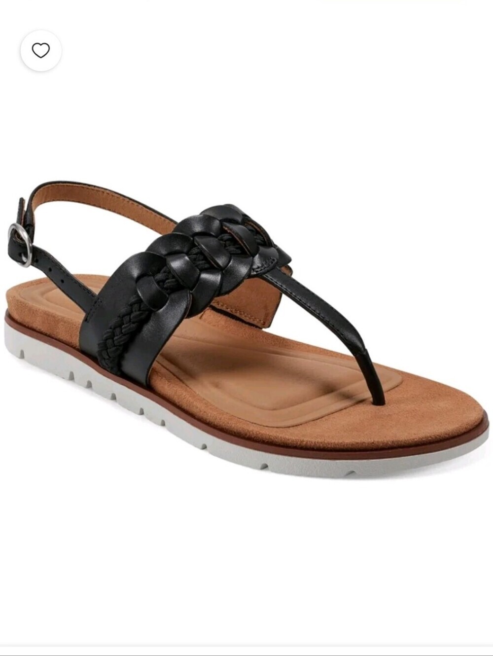 Easy Spirit Womens Elaine Leather Braided Thong Sandals Black Size 9 Shoes NEW